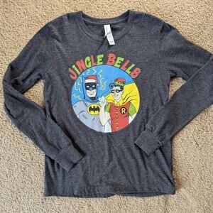Bella Canvas Gray Jingle Bells "Batman Smells" Long Sleeve Tee